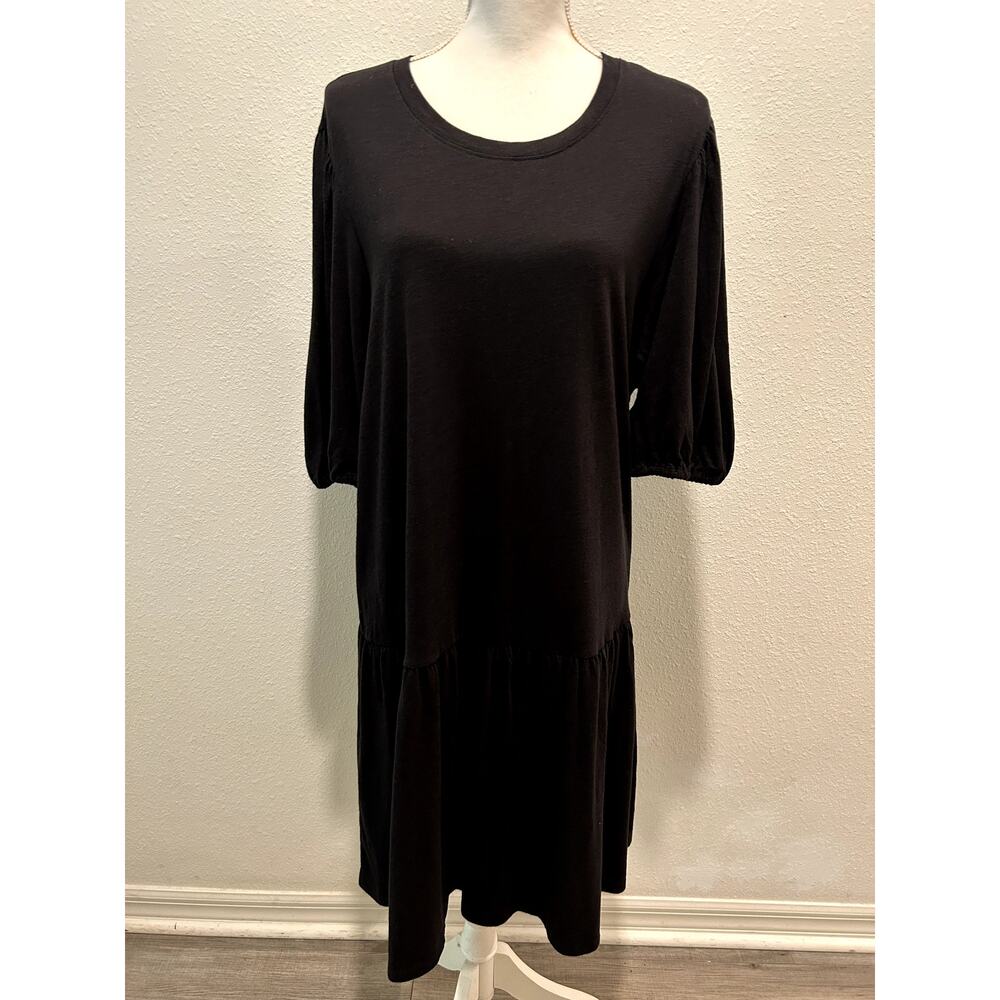 Sanctuary Women's Refresh T-Shirt Dress Crewneck Pullover Black Size XXL New